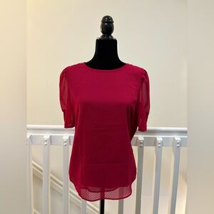 LOFT Magenta Pin Dot Chiffon Blouse NWT